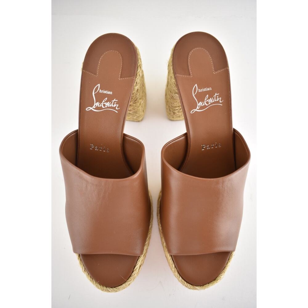 Christian Louboutin Calakala Mule 85 Brown Leather Block Heel Platform Sandal 40 - Picture 14 of 16